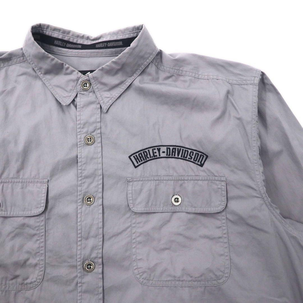 HARLEY DAVIDSON Camicia da lavoro XL Grigia Cotone Ricamo logo sul retro Taglia grande