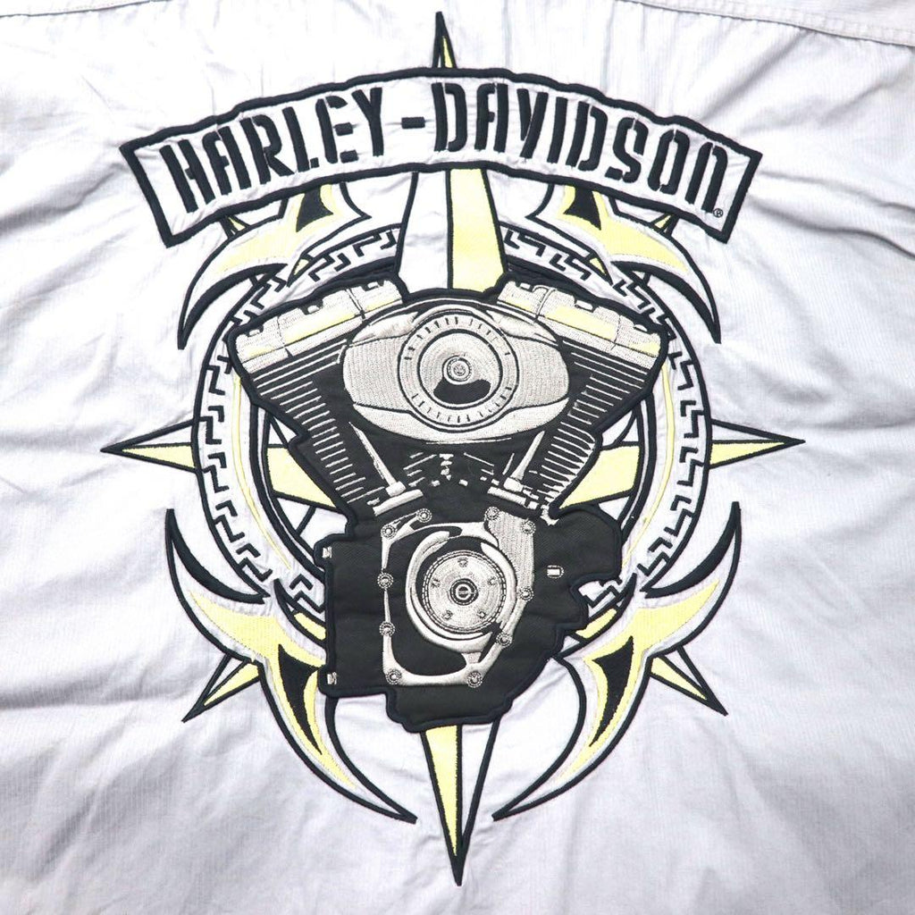 HARLEY DAVIDSON Camicia da lavoro XL Grigia Cotone Ricamo logo sul retro Taglia grande