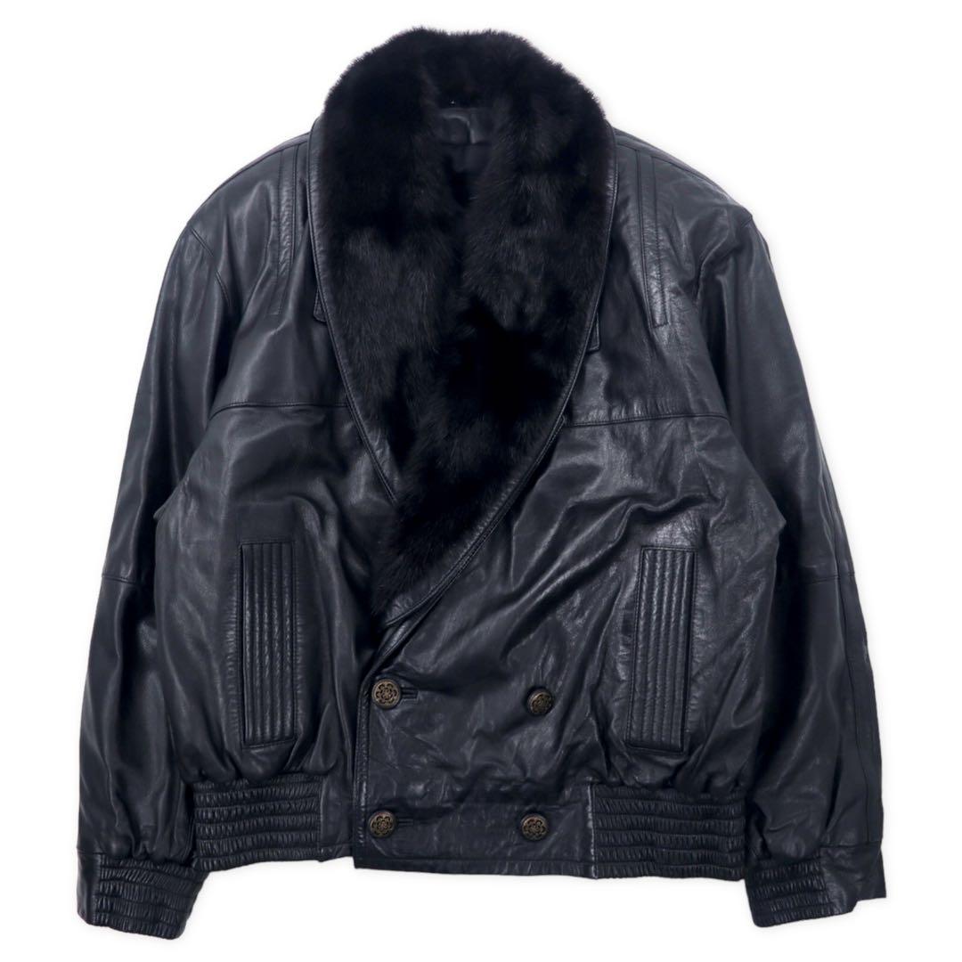 ALZAMENDI HOMBRE Giacca in pelle doppia XL nera con collo in pelliccia rimovibile
