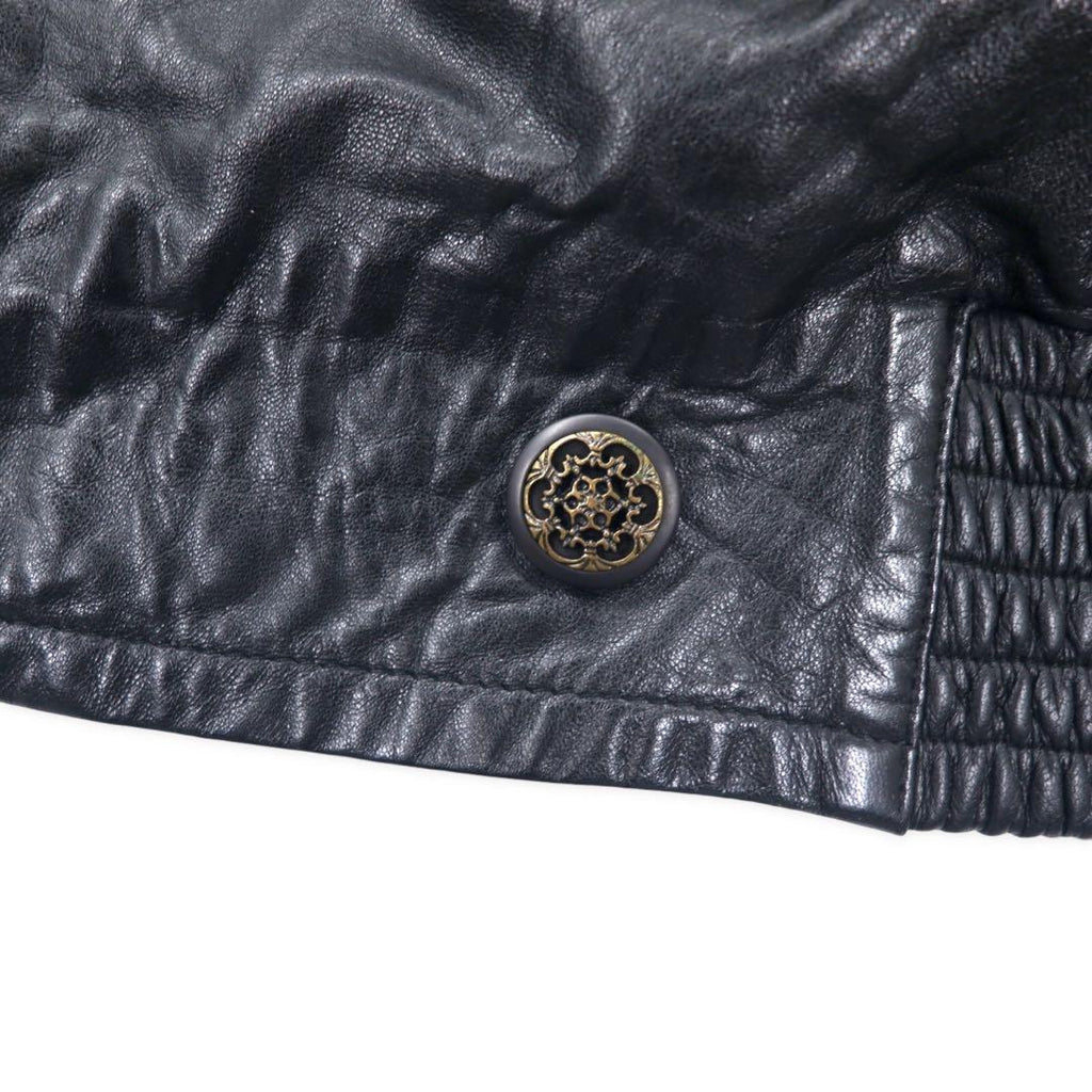 ALZAMENDI HOMBRE Giacca in pelle doppia XL nera con collo in pelliccia rimovibile