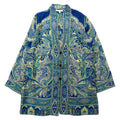 TRAVEL SMITH Cardigan vestaglia in jacquard M blu viscosa fantasia Paisley bohémien bottoni cinesi