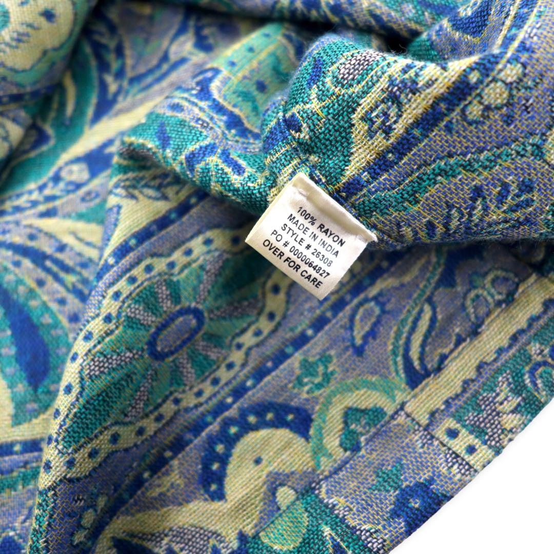 TRAVEL SMITH Cardigan vestaglia in jacquard M blu viscosa fantasia Paisley bohémien bottoni cinesi