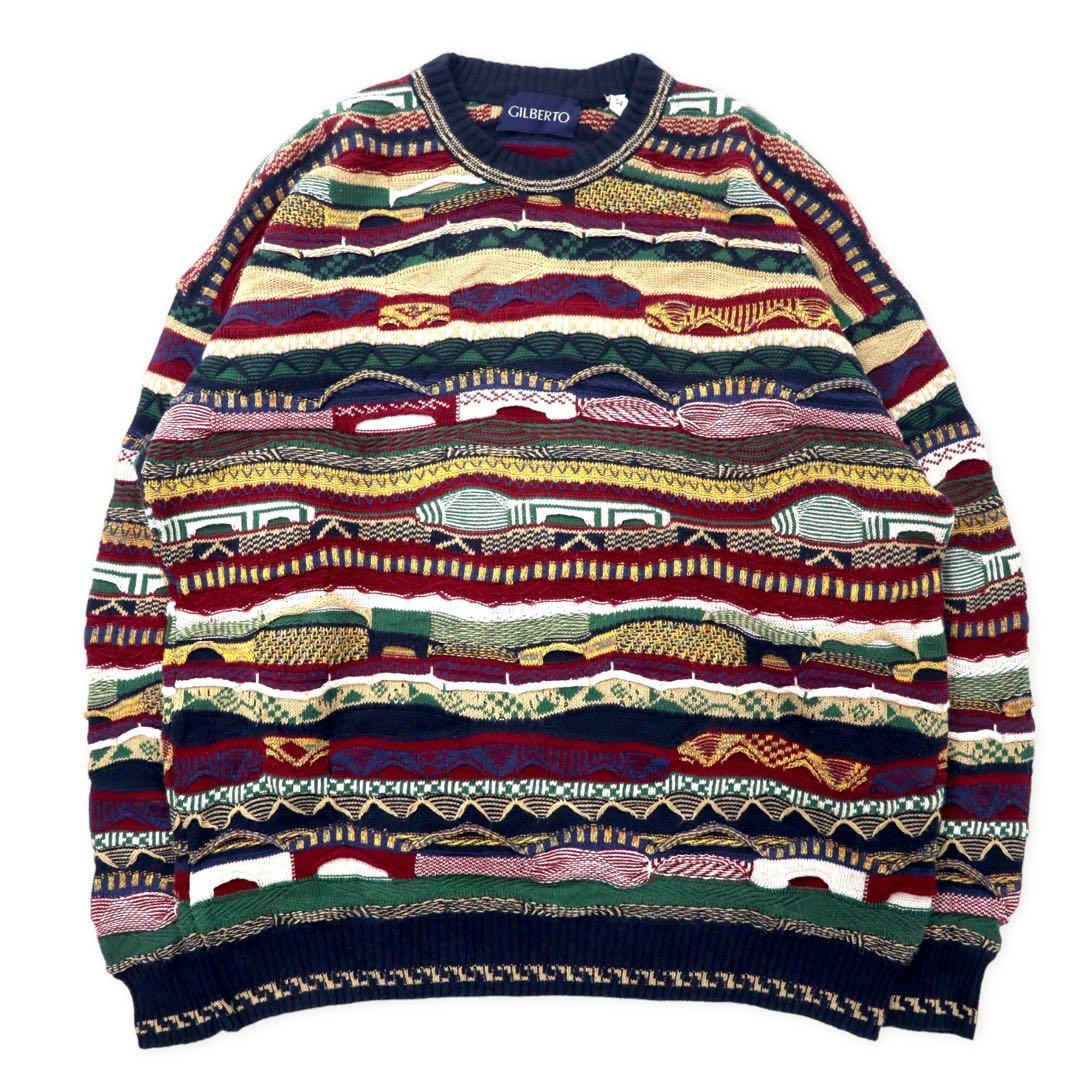 GILBERTO Maglione lavorato a maglia con design 3D, taglia 54, multicolore, in cotone, taglia grande