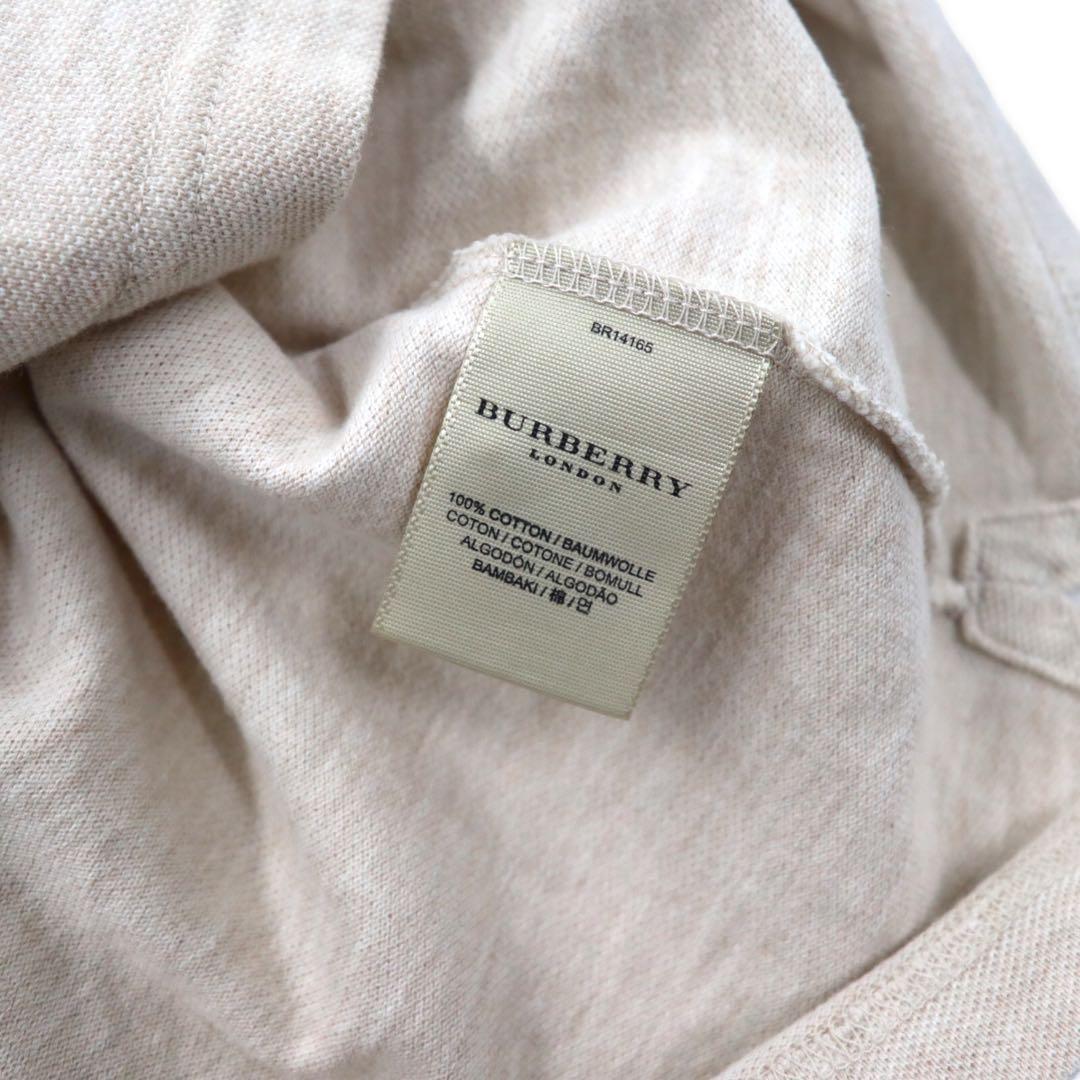 BURBERRY ノバチェック切替 ポロシャツ S ベージュ コットン ワンポイントロゴ刺繍