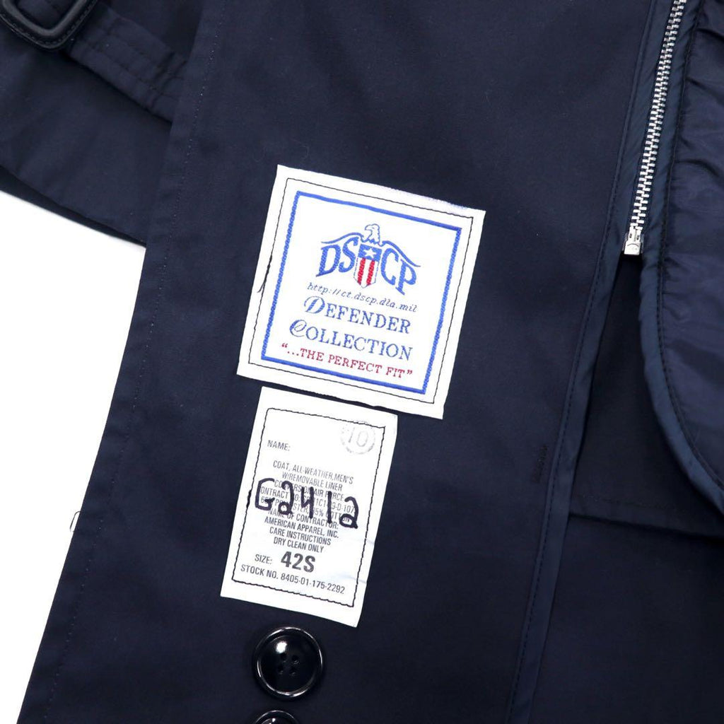 US NAVY Trench da uomo All Weather Coat 42S Blu navy Poliestere Cotone Fodera staccabile Militare 8405-01-175-2292 DSCP DEFENDER COLLECTION