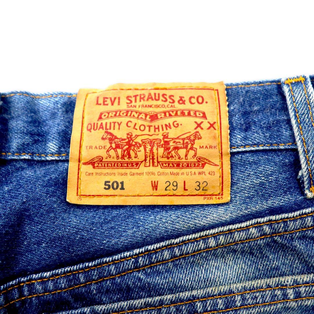 Levi's USA 90s 501 jeans 29 blue button back 522