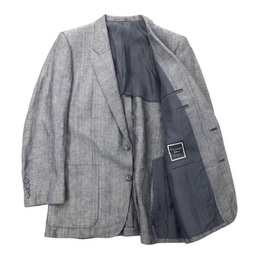 Christian Dior MONSIEUR Giacca sartoriale in lino a 2 bottoni M Grigio Cotone Vintage