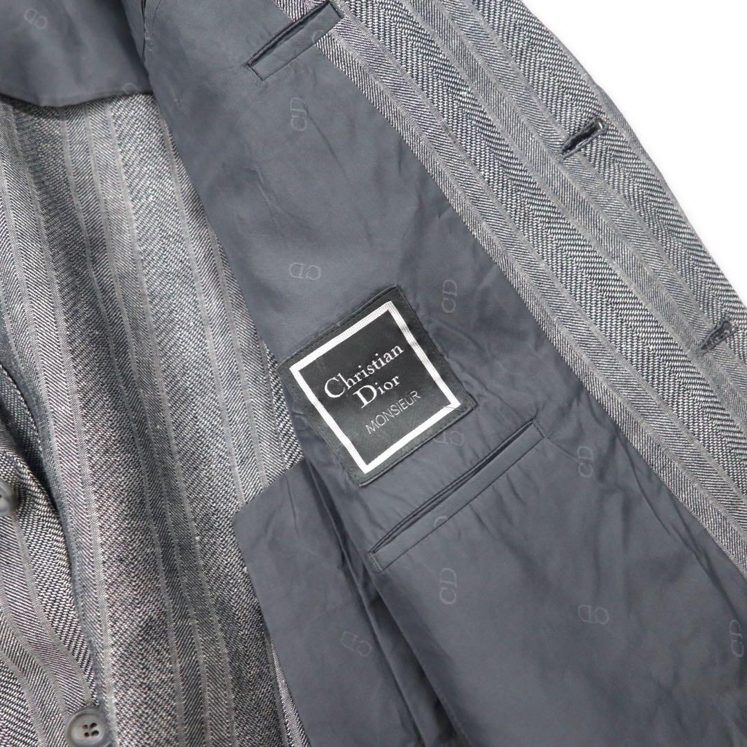 Christian Dior MONSIEUR Giacca sartoriale in lino a 2 bottoni M Grigio Cotone Vintage