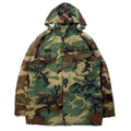 US ARMY Anni '90 Giacca da campo M-46 L Kaki Mimetica Woodland Cotone Cappuccio Ripiegabile Militare 8415-01-099-7839 GOLDEN MFG, CO.