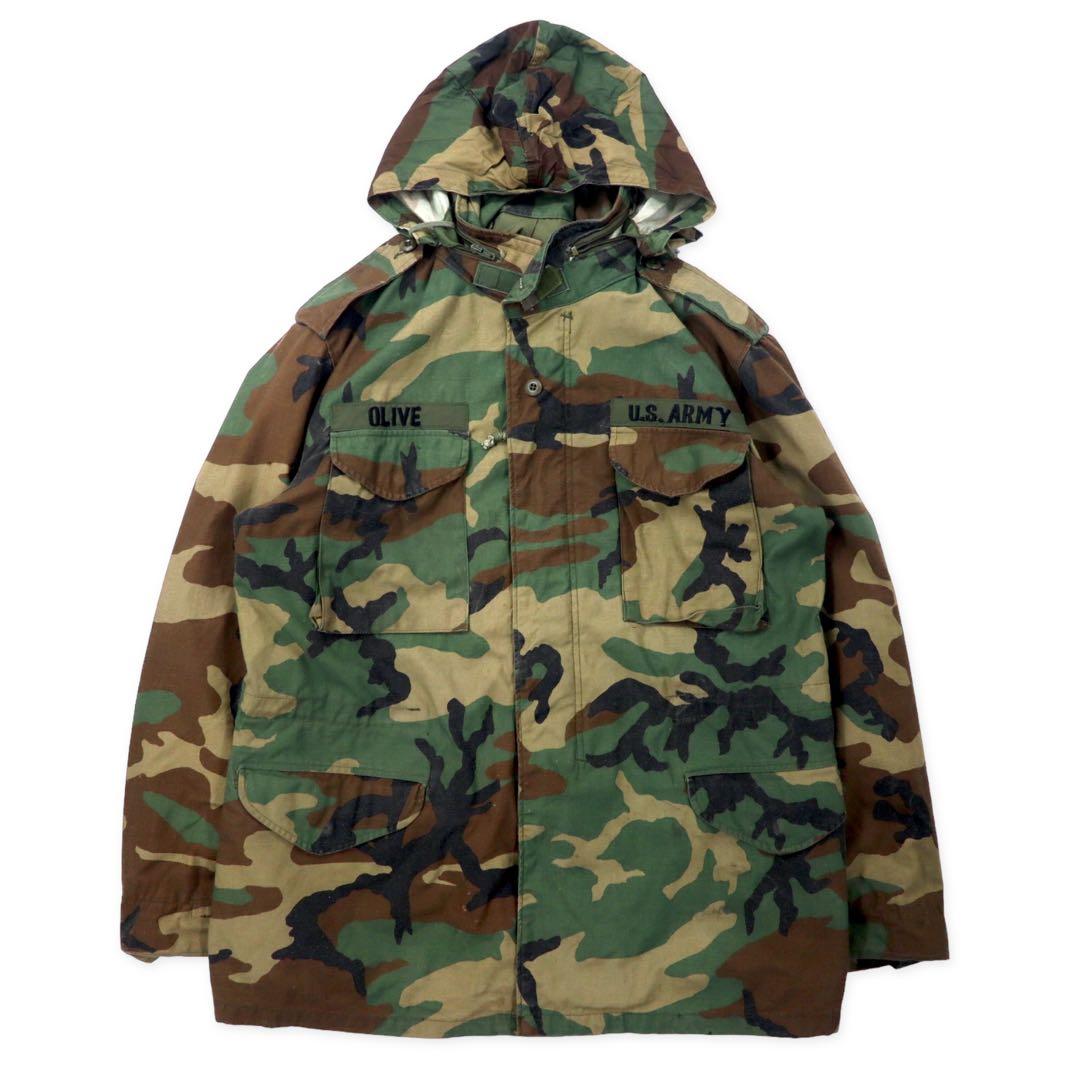 US ARMY Anni '90 Giacca da campo M-46 L Kaki Mimetica Woodland Cotone Cappuccio Ripiegabile Militare 8415-01-099-7839 GOLDEN MFG, CO.