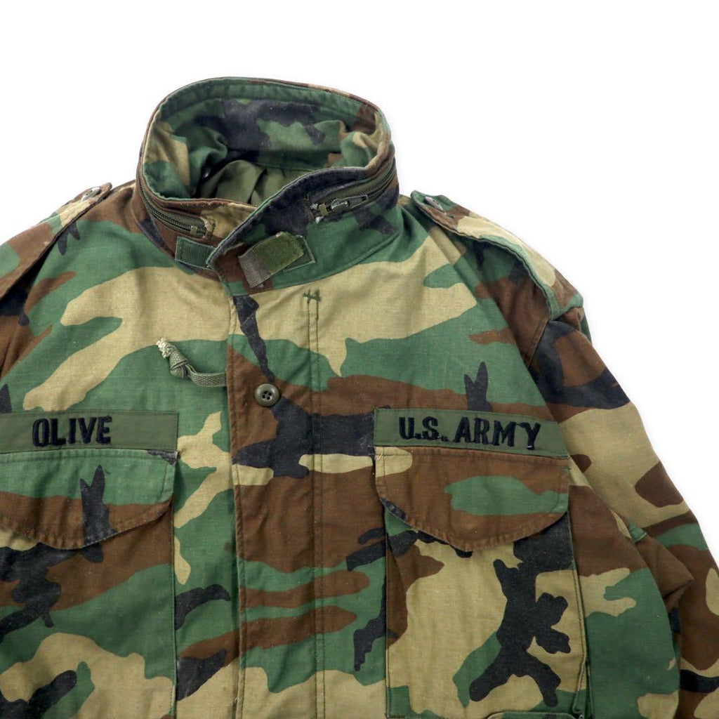 US ARMY Anni '90 Giacca da campo M-46 L Kaki Mimetica Woodland Cotone Cappuccio Ripiegabile Militare 8415-01-099-7839 GOLDEN MFG, CO.