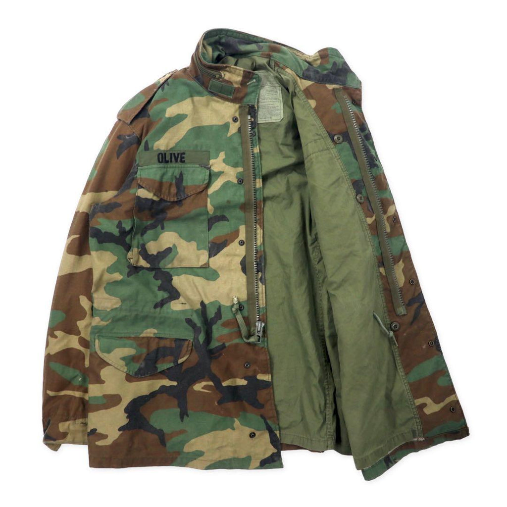 US ARMY Anni '90 Giacca da campo M-46 L Kaki Mimetica Woodland Cotone Cappuccio Ripiegabile Militare 8415-01-099-7839 GOLDEN MFG, CO.