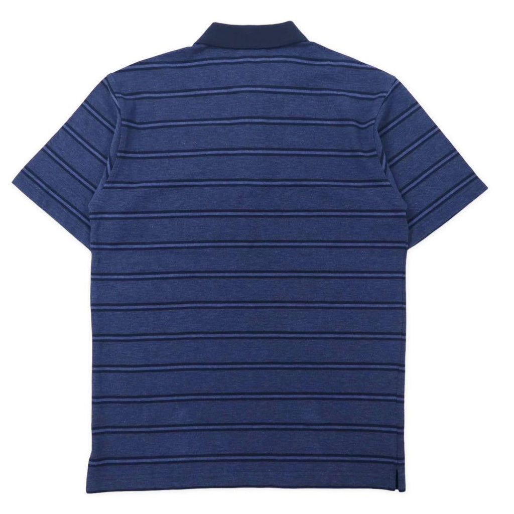 BURBERRY Polo a righe M blu navy cotone con logo ricamato