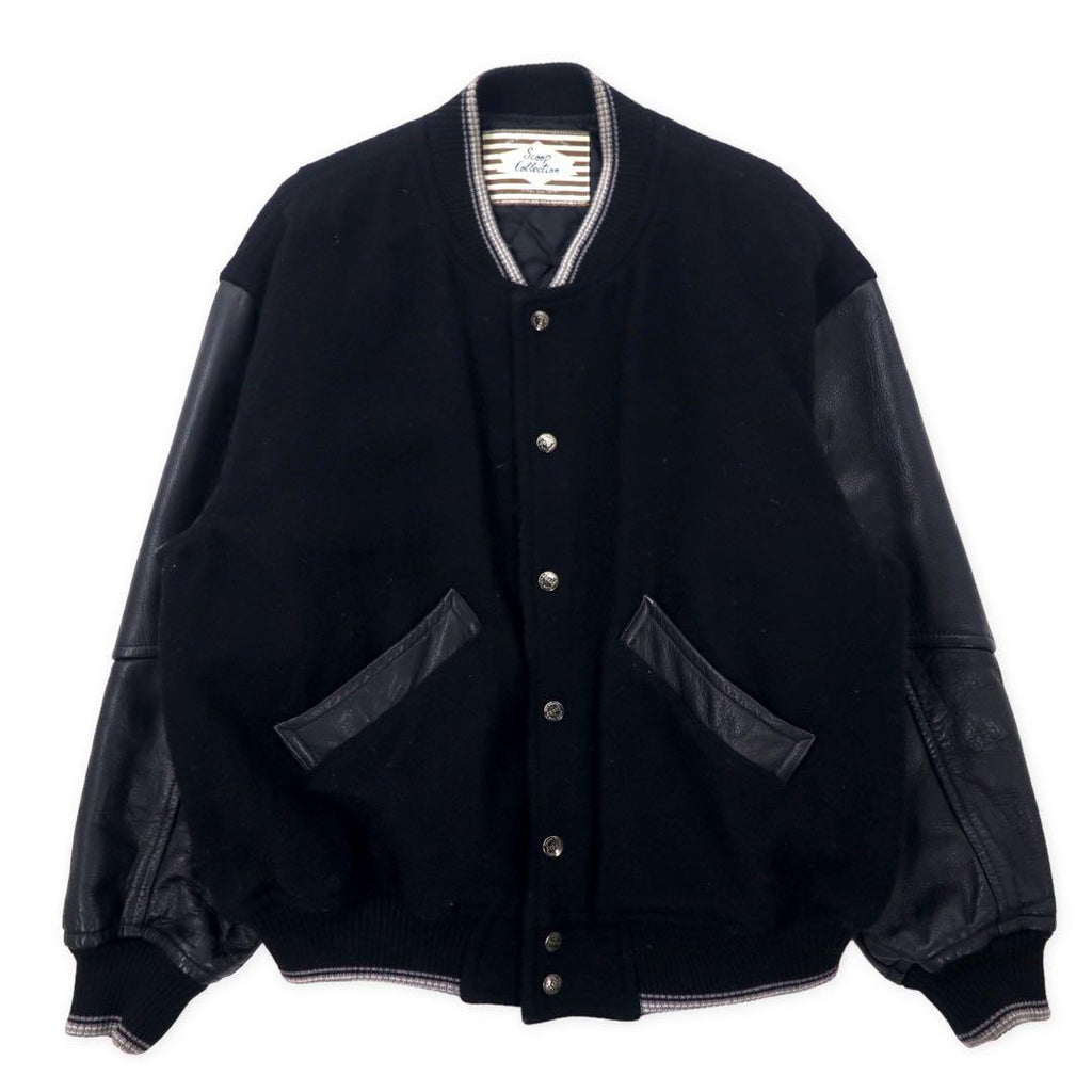 Scoop Collection Bomberino in pelle sulle maniche, taglia L, nero, lana, fodera trapuntata, logo ricamato sul retro