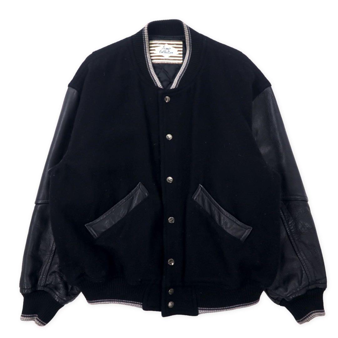 Scoop Collection Bomberino in pelle sulle maniche, taglia L, nero, lana, fodera trapuntata, logo ricamato sul retro