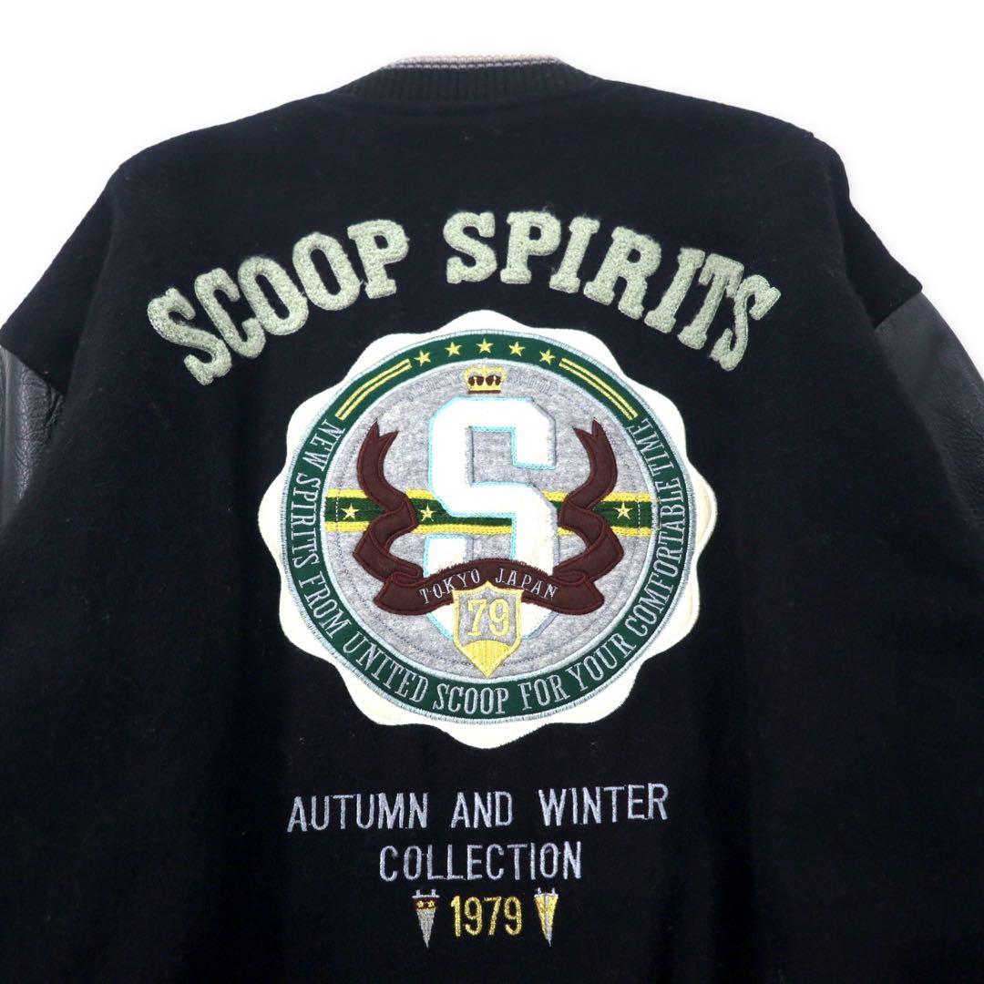 Scoop Collection Bomberino in pelle sulle maniche, taglia L, nero, lana, fodera trapuntata, logo ricamato sul retro