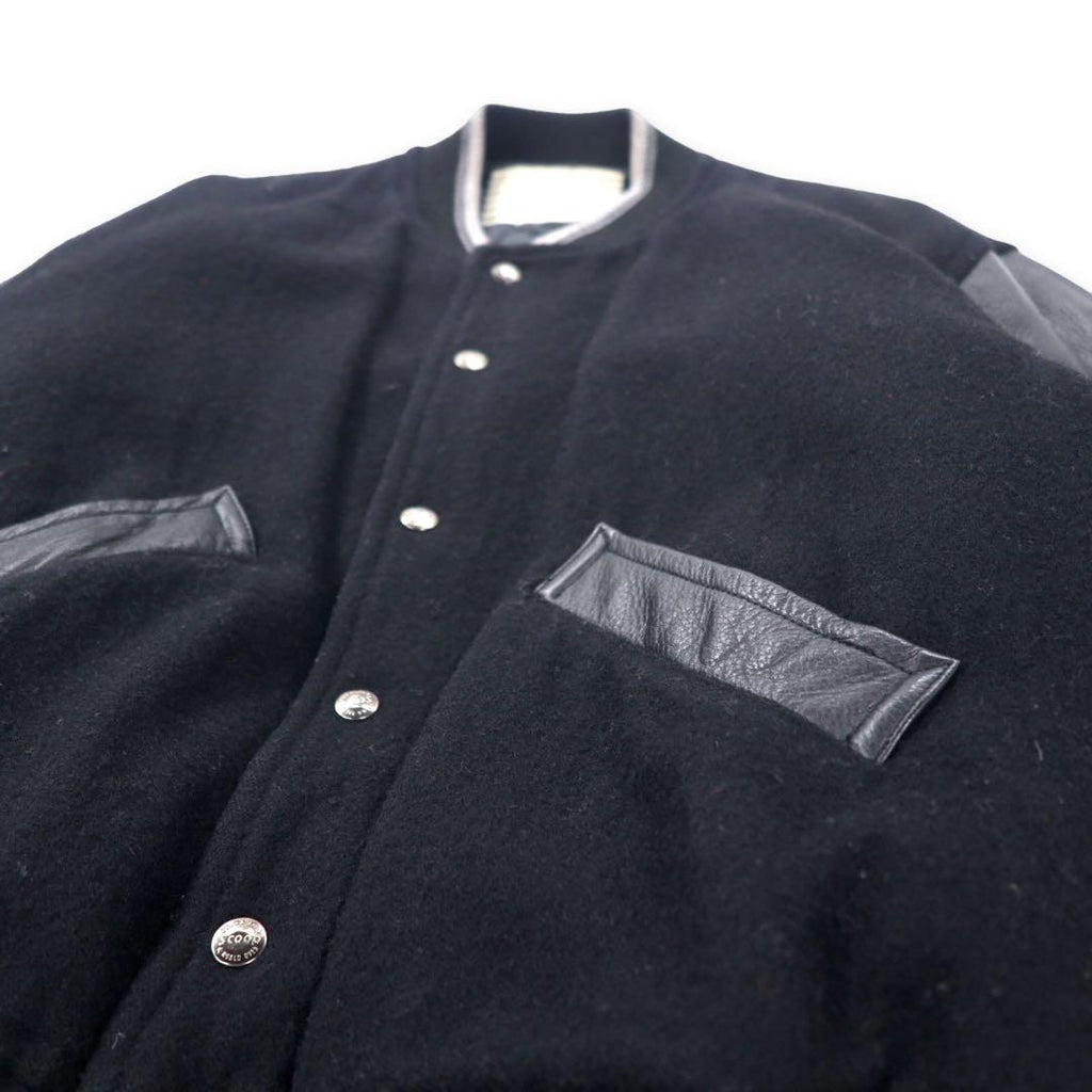 Scoop Collection Bomberino in pelle sulle maniche, taglia L, nero, lana, fodera trapuntata, logo ricamato sul retro
