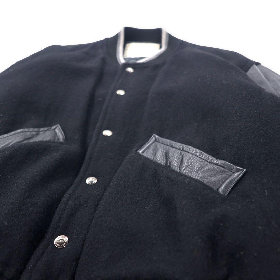 Scoop Collection Bomberino in pelle sulle maniche, taglia L, nero, lana, fodera trapuntata, logo ricamato sul retro