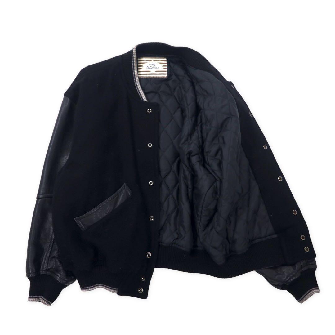 Scoop Collection Bomberino in pelle sulle maniche, taglia L, nero, lana, fodera trapuntata, logo ricamato sul retro