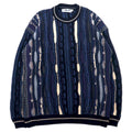 Maglione LAVANE anni '90 in maglia 3D, taglia XL, colore nero, acrilico, fantasia all-over, taglia grande