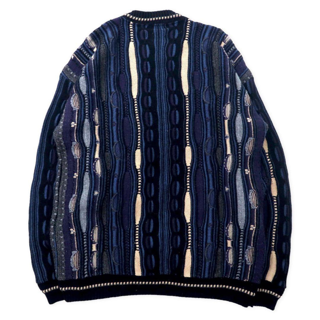 Maglione LAVANE anni '90 in maglia 3D, taglia XL, colore nero, acrilico, fantasia all-over, taglia grande