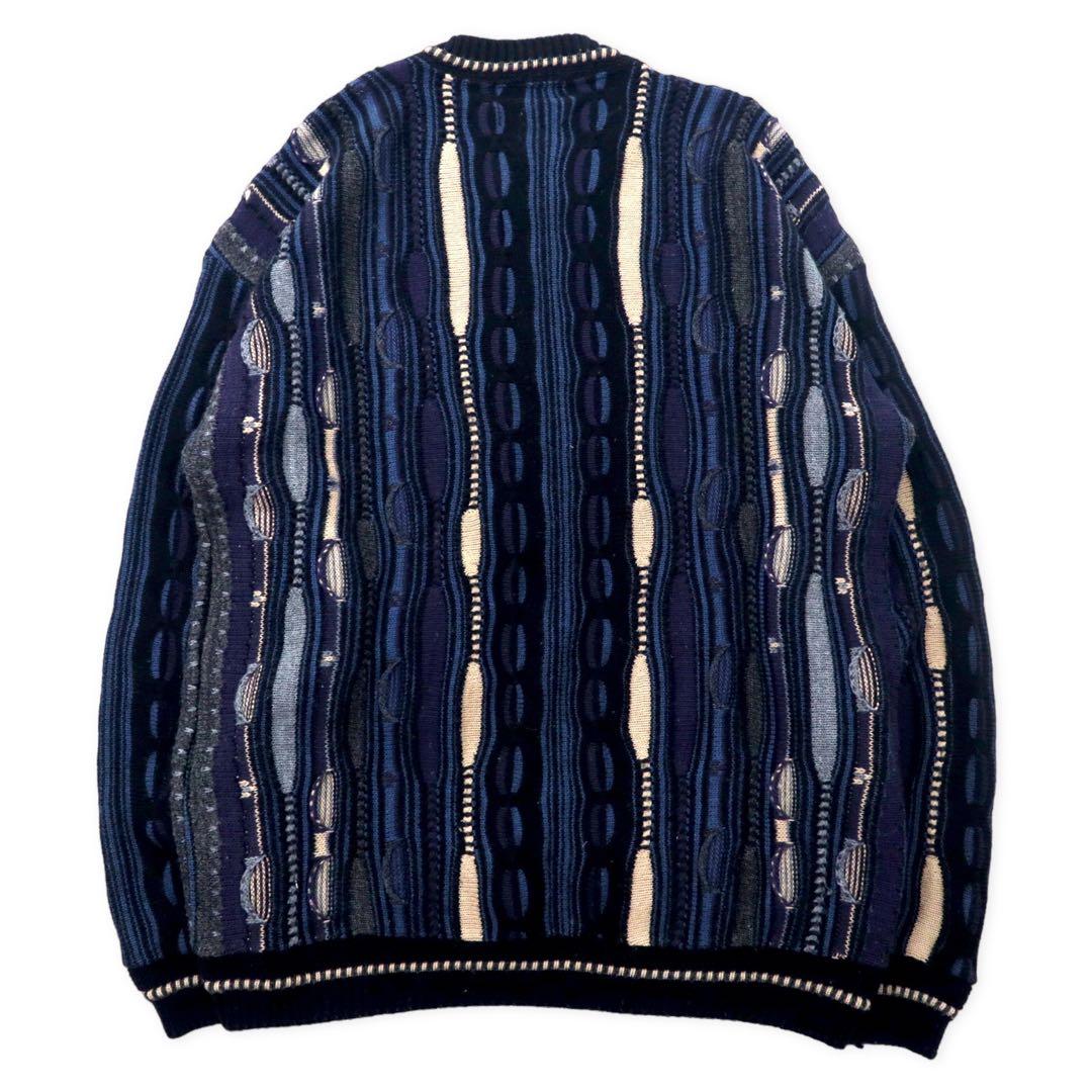 Maglione LAVANE anni '90 in maglia 3D, taglia XL, colore nero, acrilico, fantasia all-over, taglia grande