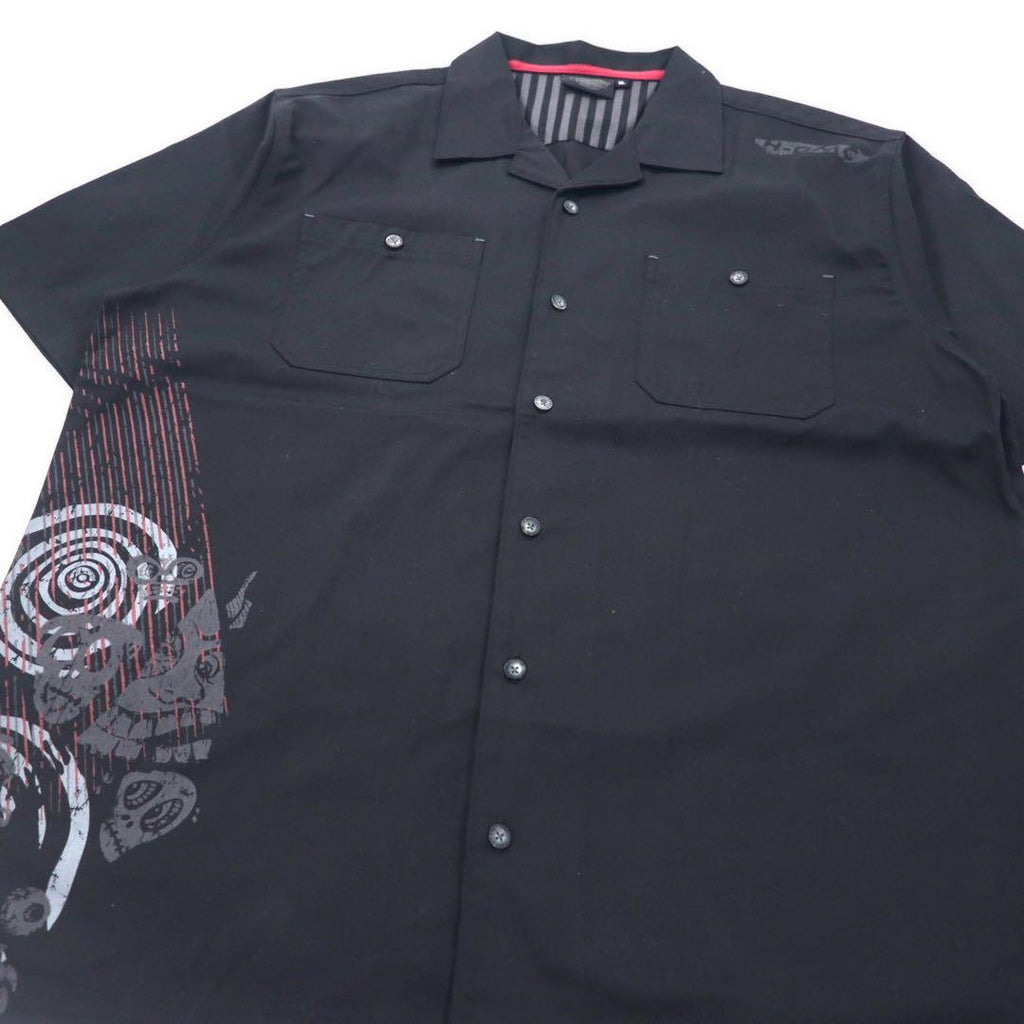HARLEY DAVIDSON Camicia da lavoro a maniche corte con collo aperto XL Nera in cotone con stampa logo Oversize
