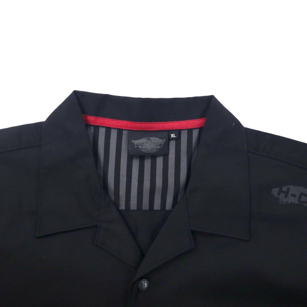 HARLEY DAVIDSON Camicia da lavoro a maniche corte con collo aperto XL Nera in cotone con stampa logo Oversize