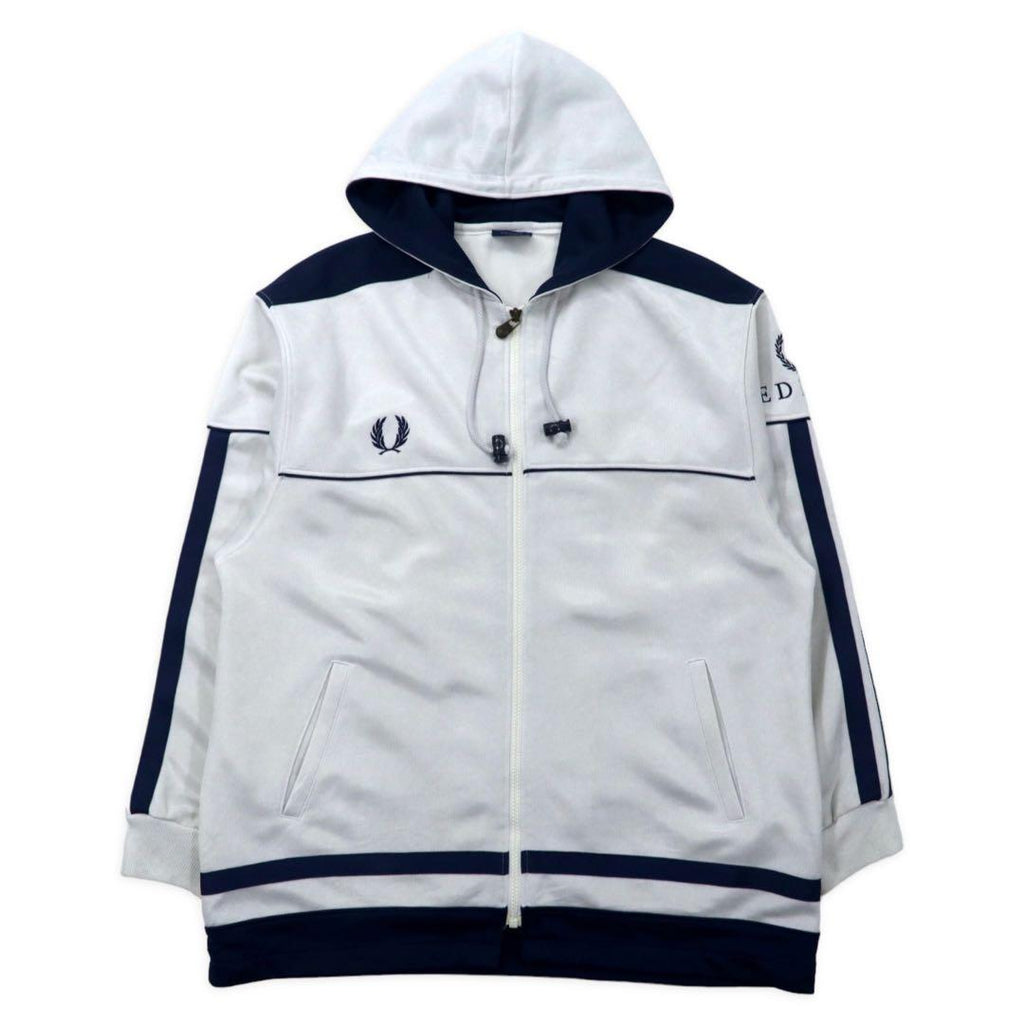 FRED PERRY 80年代 トラックジャケット ジャージ ジップパーカー XL ホワイト ロゴ刺繍 ビッグサイズ 日本製