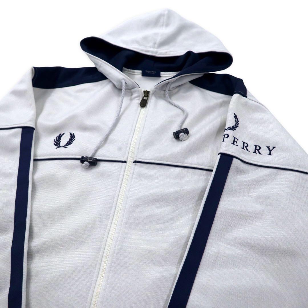 FRED PERRY 80年代 トラックジャケット ジャージ ジップパーカー XL ホワイト ロゴ刺繍 ビッグサイズ 日本製