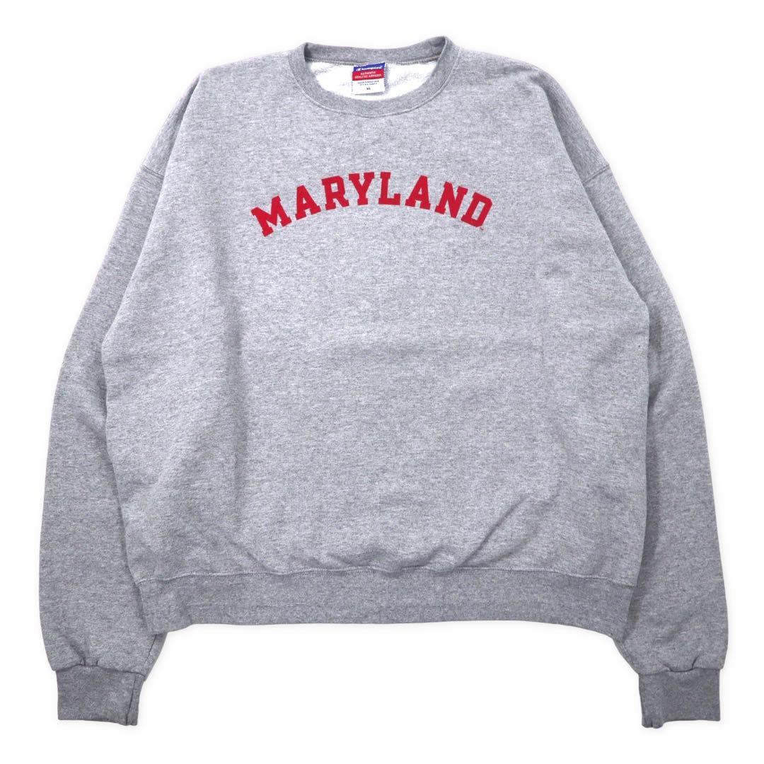 Champion anni '90 felpa college stampa XL grigia cotone MARYLAND taglia grande, Honduras