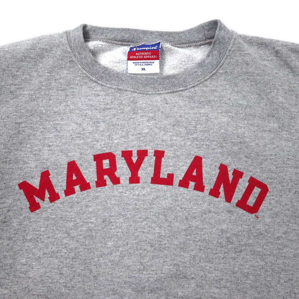 Champion 90年代 カレッジ プリントスウェット XL グレー コットン MARYLAND ビッグサイズ ホンジュラス製