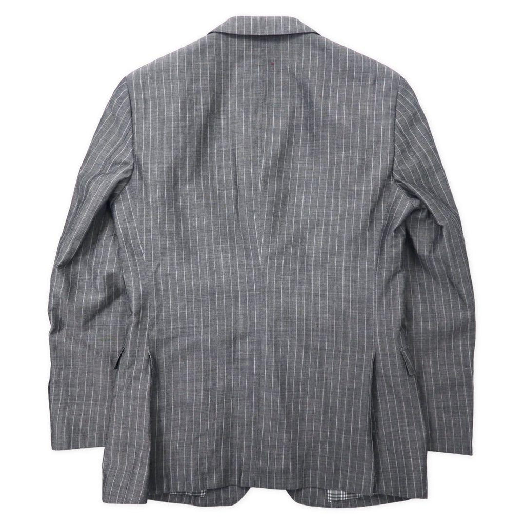 BURBERRY BLACK LABEL Giacca sartoriale 2 bottoni S Grigio a righe Lana misto lino Fodera Nova Check D1E22-383-06