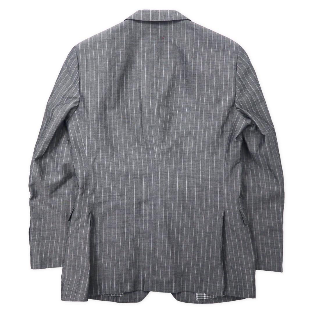 BURBERRY BLACK LABEL Giacca sartoriale 2 bottoni S Grigio a righe Lana misto lino Fodera Nova Check D1E22-383-06