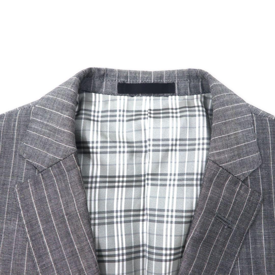 BURBERRY BLACK LABEL Giacca sartoriale 2 bottoni S Grigio a righe Lana misto lino Fodera Nova Check D1E22-383-06