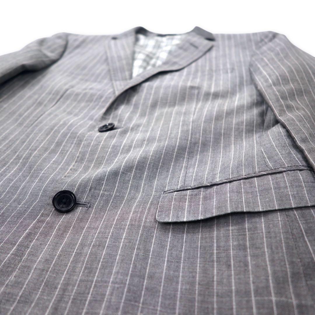 BURBERRY BLACK LABEL Giacca sartoriale 2 bottoni S Grigio a righe Lana misto lino Fodera Nova Check D1E22-383-06
