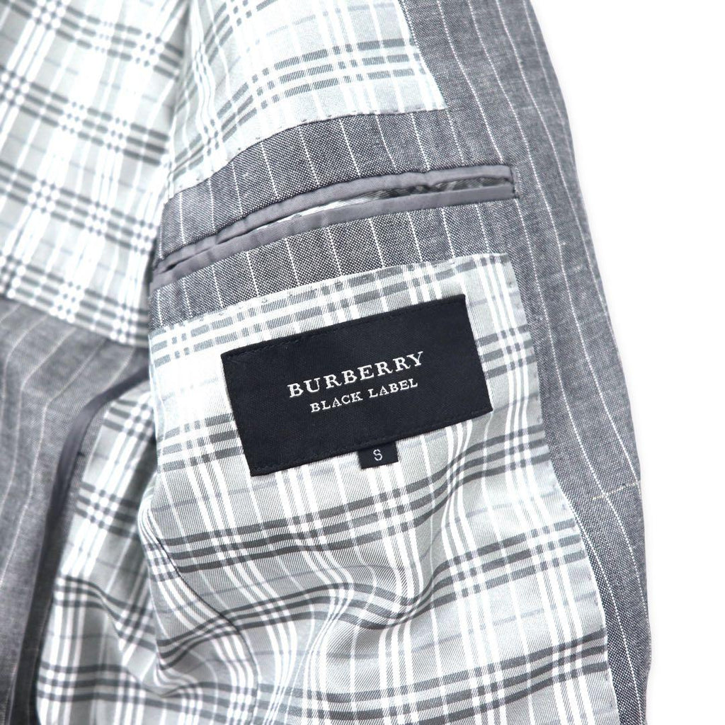 BURBERRY BLACK LABEL Giacca sartoriale 2 bottoni S Grigio a righe Lana misto lino Fodera Nova Check D1E22-383-06
