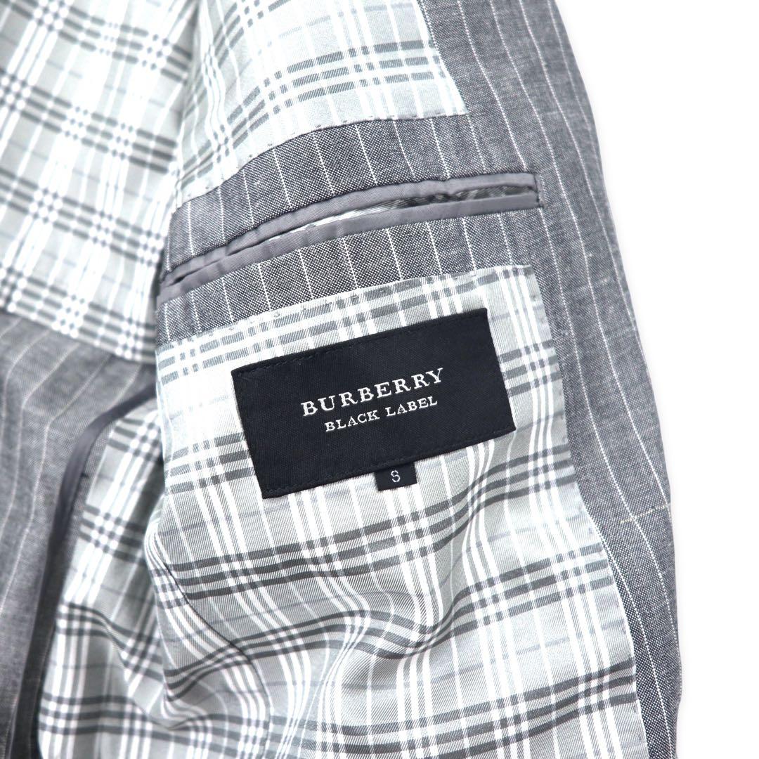 BURBERRY BLACK LABEL Giacca sartoriale 2 bottoni S Grigio a righe Lana misto lino Fodera Nova Check D1E22-383-06