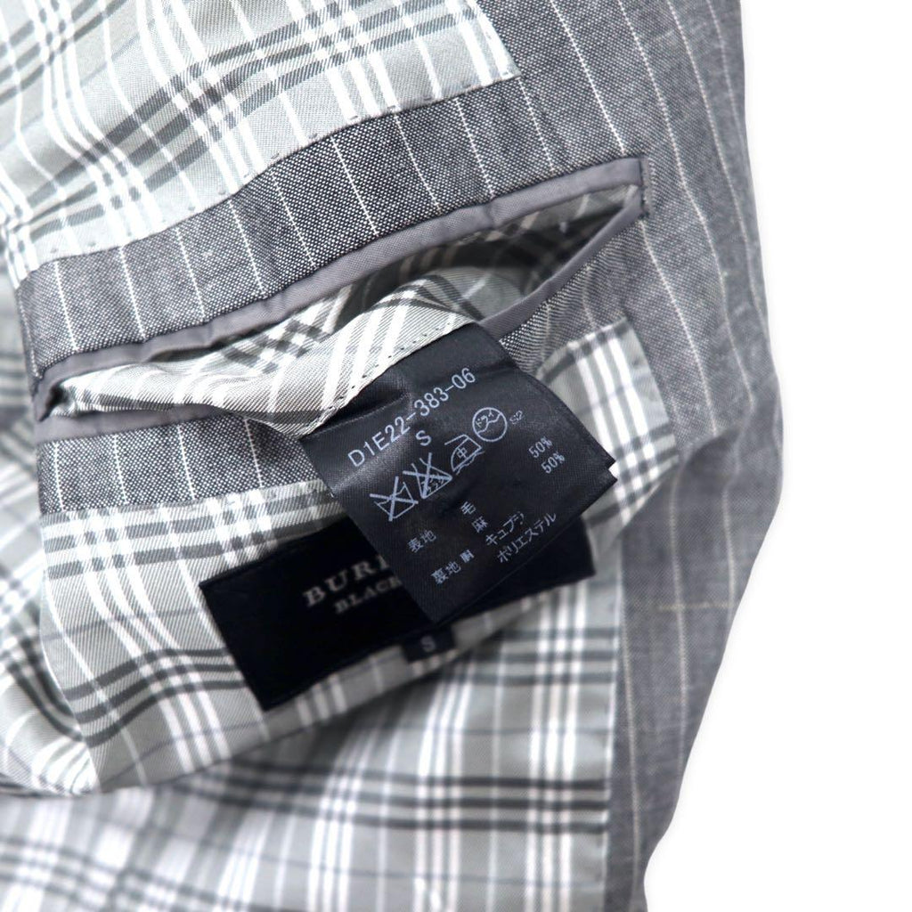 BURBERRY BLACK LABEL Giacca sartoriale 2 bottoni S Grigio a righe Lana misto lino Fodera Nova Check D1E22-383-06