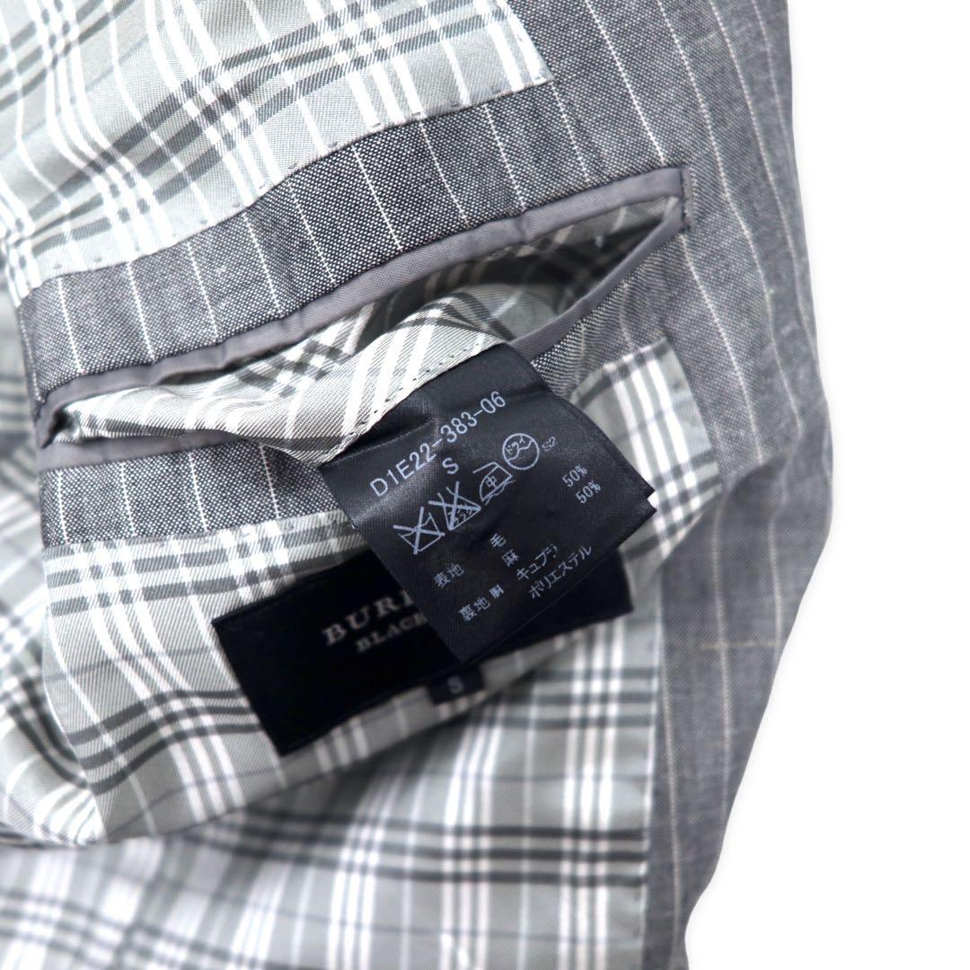 BURBERRY BLACK LABEL Giacca sartoriale 2 bottoni S Grigio a righe Lana misto lino Fodera Nova Check D1E22-383-06