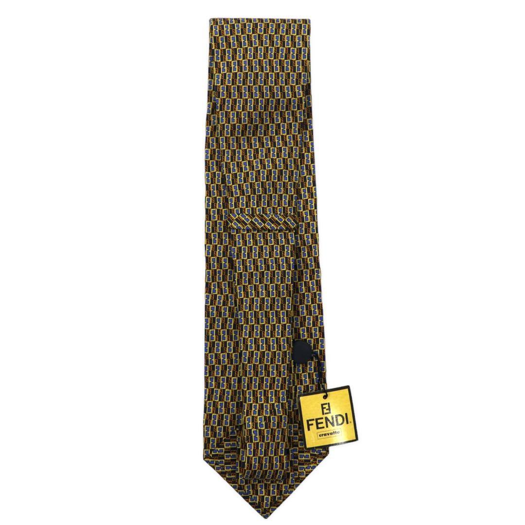 FENDI cravatta blu seta fantasia zucchino vintage made in Italy mai usata