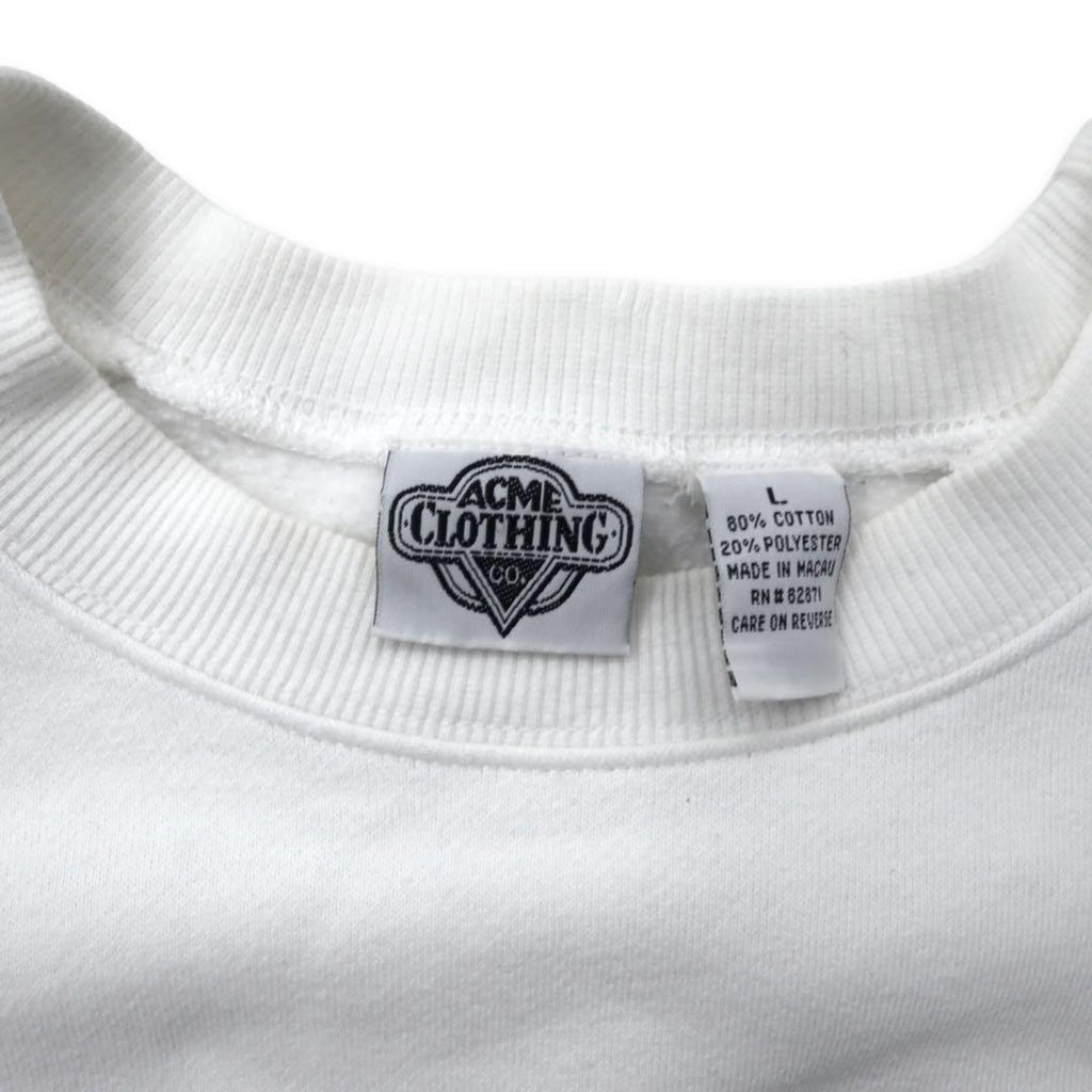 ACME CLOTHING × Warner Bros. Maglia ricamata con personaggi Looney Tunes anni '90, taglia L, bianca, cotone LOONEY TUNES