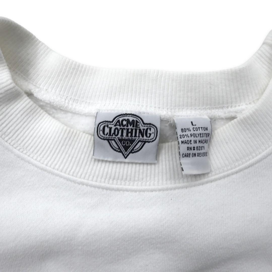 ACME CLOTHING × Warner Bros. Maglia ricamata con personaggi Looney Tunes anni '90, taglia L, bianca, cotone LOONEY TUNES