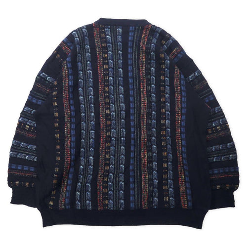 ALLISON WINGATE Maglione 3D design 58 navy lana acrilico vintage europeo taglia grande