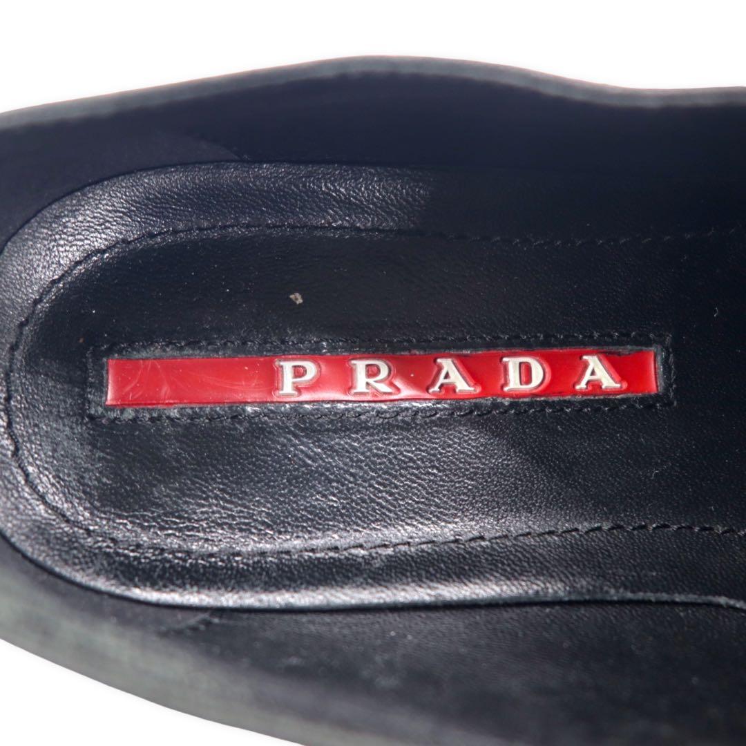 PRADA レザー レースアップ スニーカー 23.5cm ブラック ロゴ 3E 5581