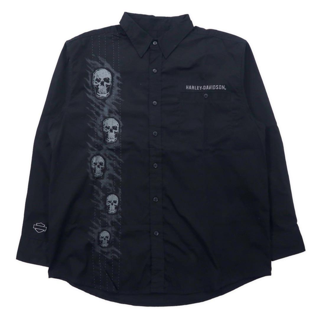 HARLEY DAVIDSON T-shirt con stampa teschio XL nero cotone ricamo logo sashiko oversize