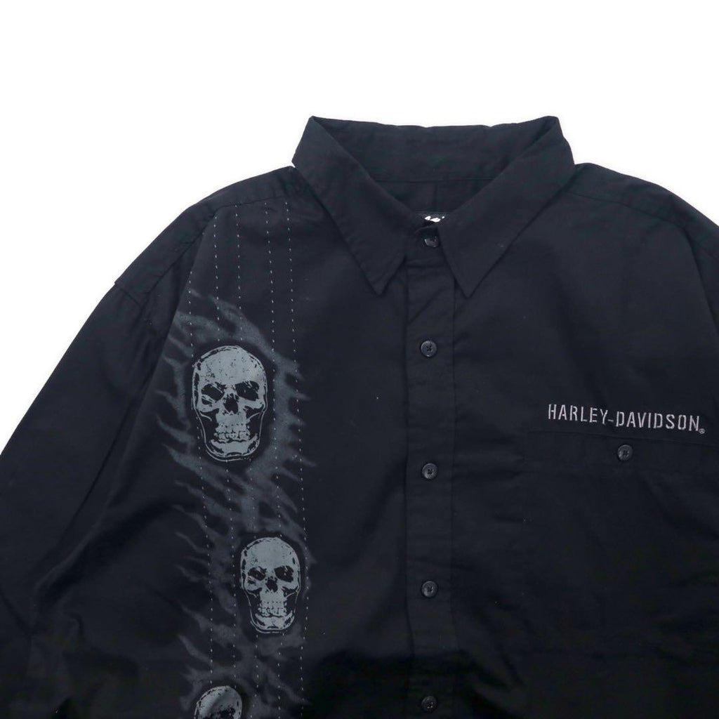 HARLEY DAVIDSON T-shirt con stampa teschio XL nero cotone ricamo logo sashiko oversize