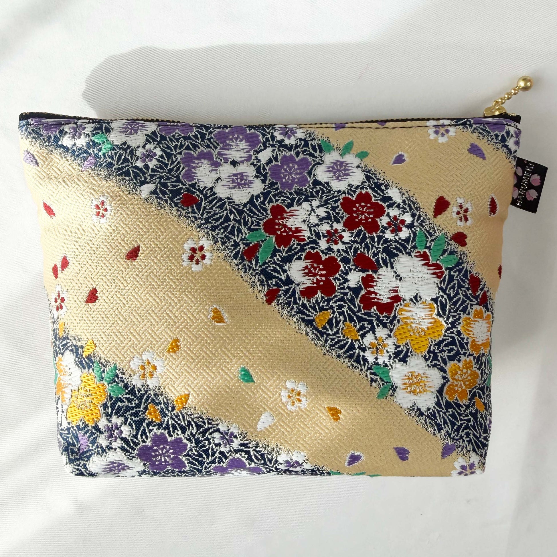 【贅沢な織模様を愉しむ】ヴィンテージ金襴 デイリー＆トラベルポーチ L（コスメポーチ / トラベルバッグ・和雑貨）