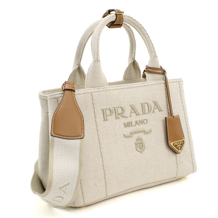 PRADA プラダ スモール リネンブレンド ハンドバッグ 1BG464 2CX9 V 8OM F0018 レディース ベージュ