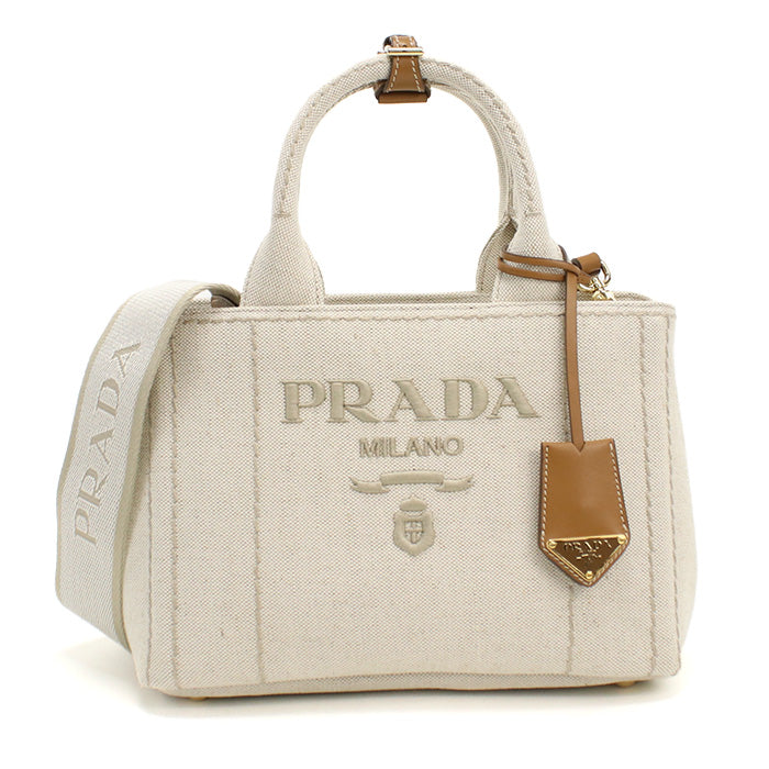 PRADA プラダ スモール リネンブレンド ハンドバッグ 1BG464 2CX9 V 8OM F0018 レディース ベージュ